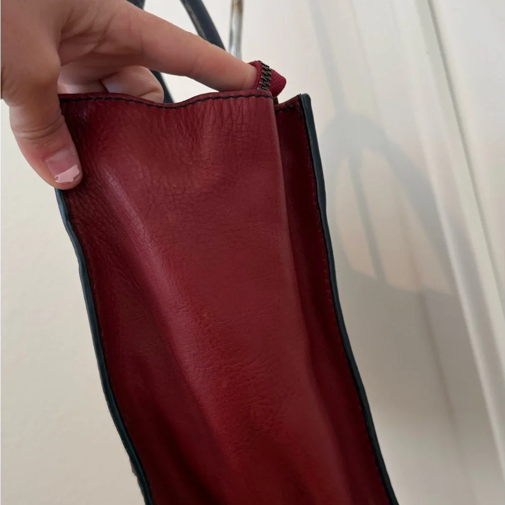 Maliparmi Black and Red Embossed Leather Satchel